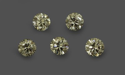Lot 3309 - Five Loose Round Brilliant Cut Diamonds, weighing 0.47, 0.47, 0.47, 0.47 and 0.48 carat...