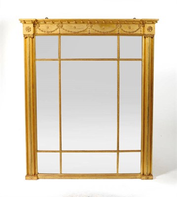 Lot 1308 - An Early 19th Century Gilt and Gesso Overmantel Mirror, with breakfront ball surmount frieze...