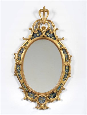 Lot 1311 - A 19th Century Gilt and Gesso Verre Eglomise Pier Glass, the oval plate contained within a...