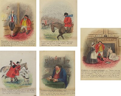 Lot 2004 - Circle of John Leech (1817-1864) A group of five illustrations from Jorrocks Watercolour, 23.5cm by