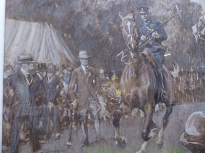 Lot 2006 - Gilbert Holiday (1879-1937) Tent Pegging Pastel, heightened bodycolour, 59cm by 43.5cm  See...