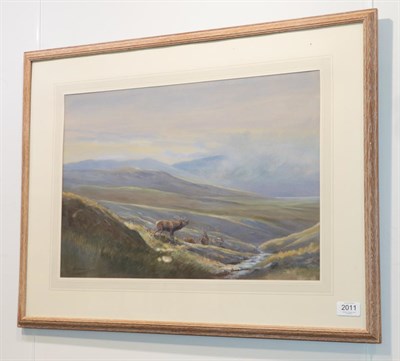 Lot 2011 - Harold Frank Wallace (1881-1962) The call of the stag Signed, watercolour, 34.5cm  by 51cm...