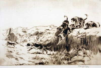 Lot 2029 - George Soper RE (1870-1942) ''Full Cry'' ''Nearing the End'' Signed, drypoint etchings, 17.5cm...