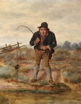 Lot 2041 - John Augustus Thelwall (fl. 1883-1896)  The disappointed fisherman Signed, oil on canvas, 51cm...