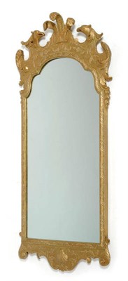 Lot 1315 - An Early Georgian Style Carved Giltwood and Gesso Pier Glass, the arched rectangular plate...