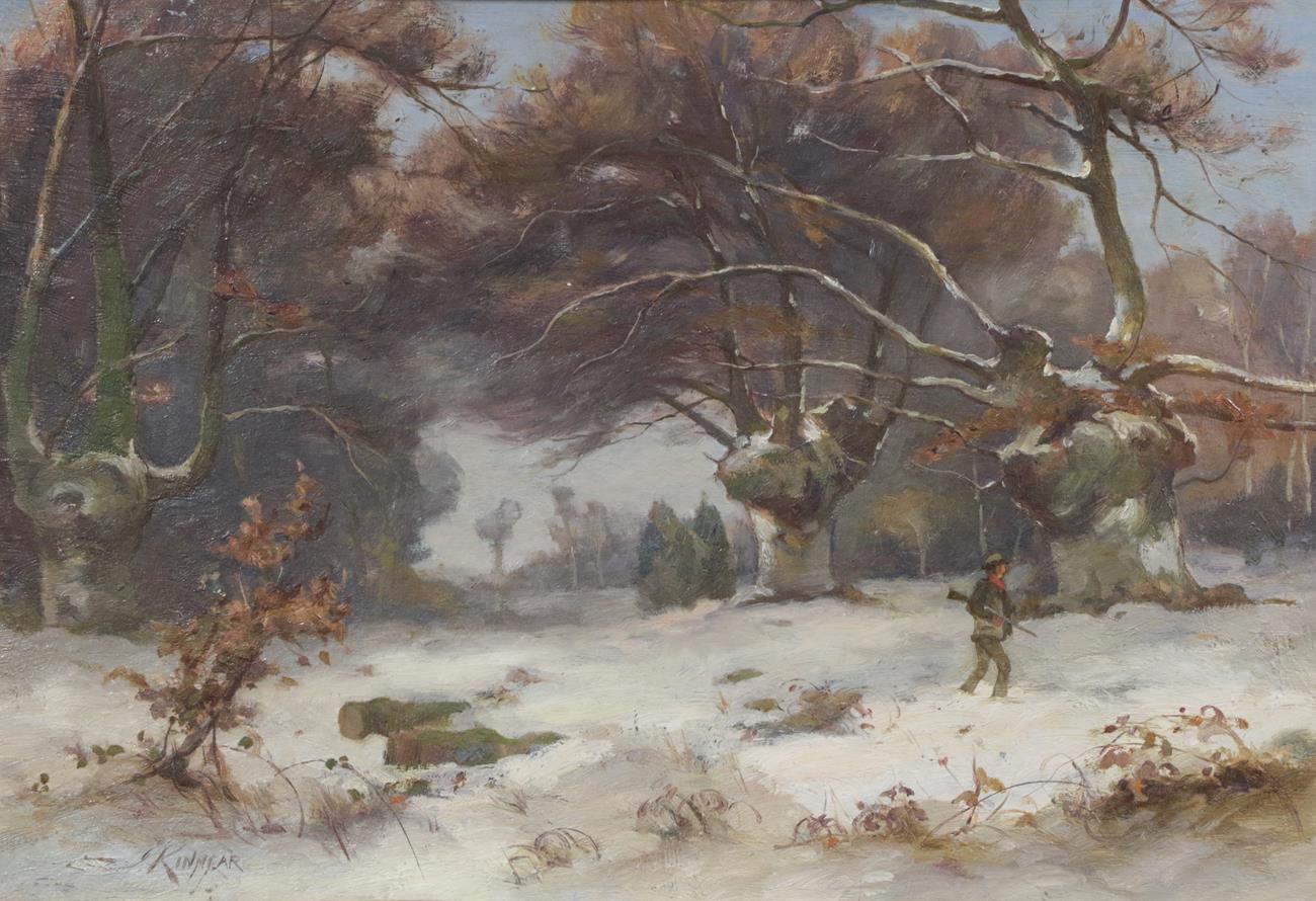 Lot 2048 - James Scott Kinnear (fl.1870-1917) Scottish Sportsman in a Winter landscape Signed, oil on...