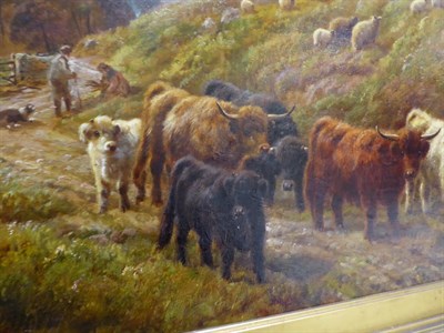 Lot 2051 - Robert Watson (1865-1916) Highland cattle on trackway Signed, oil on canvas, 49.5cm by 75cm...
