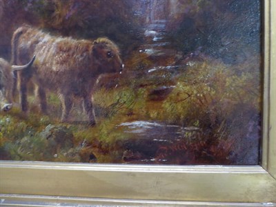 Lot 2051 - Robert Watson (1865-1916) Highland cattle on trackway Signed, oil on canvas, 49.5cm by 75cm...
