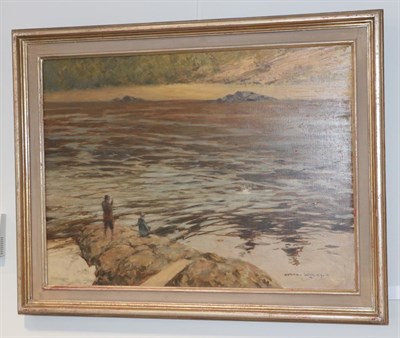 Lot 2067 - Norman Wilkinson CBE PPRI (1878-1971) Stanley Water, River Tay  Signed, oil on canvas, 44cm by...