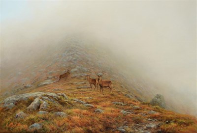Lot 2071 - Ian McGillivray (b.1964) ''On to the Higher Ground Clach Leathad Black Mount'' Signed, oil on...