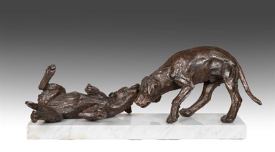 Lot 2077 - Sally Arnup FRBS, ARCA (1930-2015) ''Labrador Puppies Playing'', 1973 Signed and numbered...