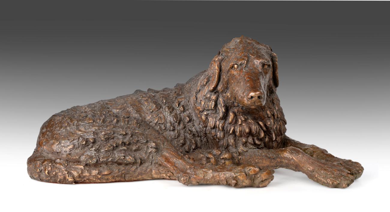 Lot 2086 - Sally Arnup FRBS, ARCA (1930-2015) ''Irish Wolfhound Lying'' Signed and numbered II/X, bronze, 16cm