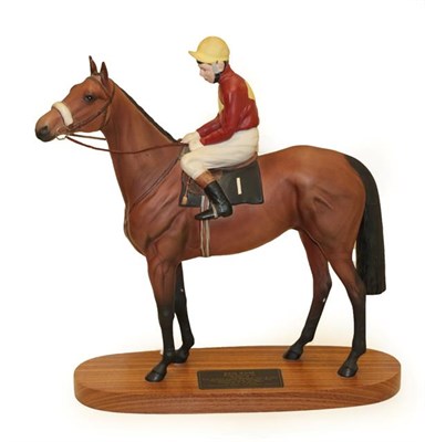 Lot 183A - Beswick Connoisseur Horse 'Red Rum - Brian Fletcher Up', model No. 2511, bay matt, on wooden plinth