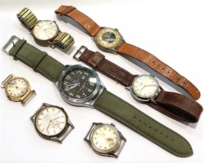 Lot 229 - Military style watch and six others (7)