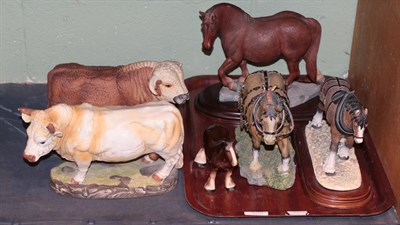 Lot 266 - Country Artists 'Suffolk Punch' 01432; two other horses; a Leonardo collection Charolais Bull;...