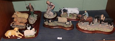 Lot 278 - Border Fine Arts 'Coming Home', black faced ewe, lambs and border collie, Belgian blue cow and calf