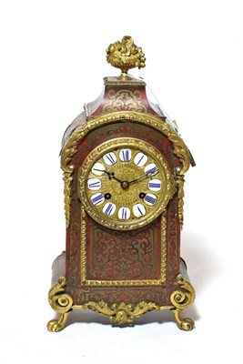 Lot 298 - Tortoiseshell and brass inlaid boulle striking mantel clock