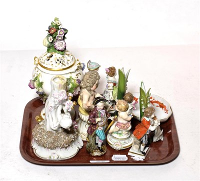 Lot 301 - A collection of various Meissen figures together with other European factories