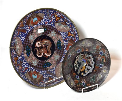 Lot 309 - Two Chinese cloisonne enamel chargers