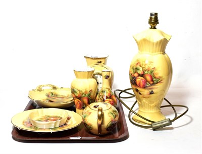 Lot 323 - Aynsley Orchard gold including lamp, vase, clock etc (qty)