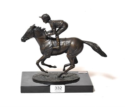 Lot 332 - David Cornell, bronze of a racehorse with jockey 'Champion Finish' signed to base and dated 1985