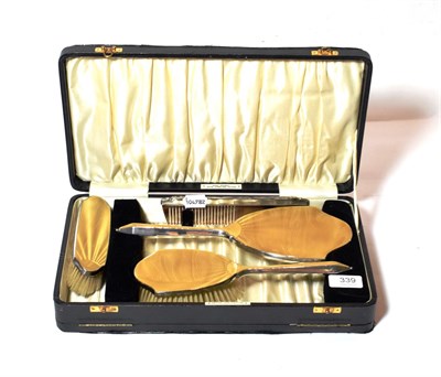 Lot 339 - A silver and enamel dressing set boxed