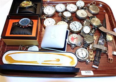 Lot 349 - A selection of pocket and wristwatches, including a pocket watch lever movement signed M I Tobias &