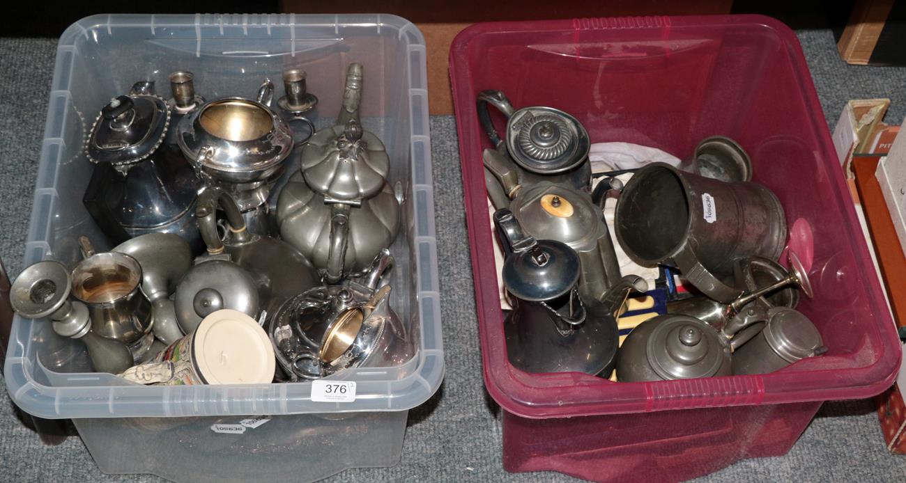 Lot 376 A collection of silverplate and pewter,