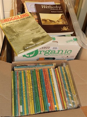 Lot 408 - A box of Transport related books (trams, buses) etc. and a small box of ladybird books