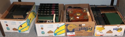 Lot 410 - Four boxes of assorted books and a jewellery box