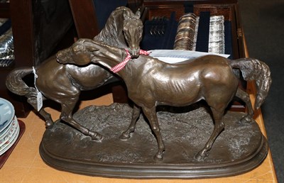 Lot 415 - After P J Mene, A bronzed horse group