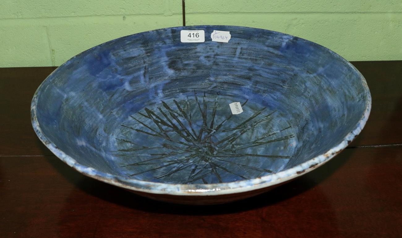 Lot 416 Sheila Headley large pottery bowl, unmarked