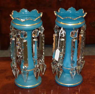 Lot 418 - Pair of blue lustres