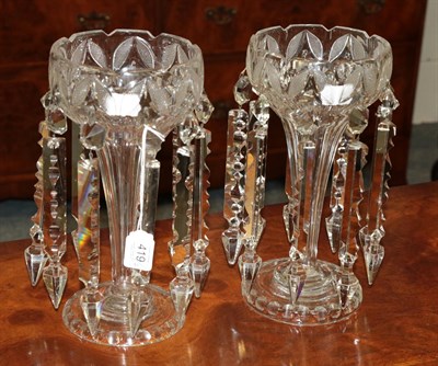 Lot 419 - A pair of cut glass lustres