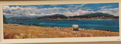 Lot 1010 - Timmy Mallett (b.1955) ''Haybale Vista'' Signed, oil on canvas, 28.5cm by 99cm  Artist's Resale...