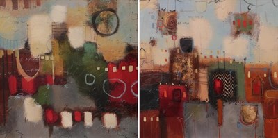 Lot 1024 - John and Elli Milan (Contemporary) ''Abstract Medley I'' Signed, oil on board, together with...