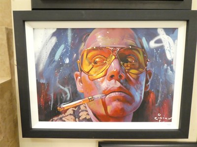 Lot 1025 - Zinsky (Contemporary) Johnny Depp  Signed, oil on canvas, 59cm by 87cm   This painting depicts...