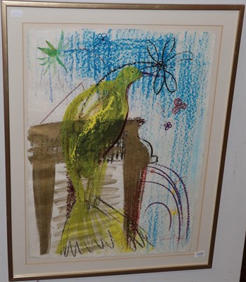 Lot 1038 - Jamie Boyd (b.1948) Australian  ''Bird and Piano'' Signed, mixed media on paper, 77cm by 67cm
