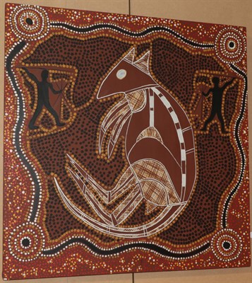 Lot 1039 - Leigh Milajew (Contemporary) Australian Windaru and Karbama go hunting, 1992 Oil on canvas,...
