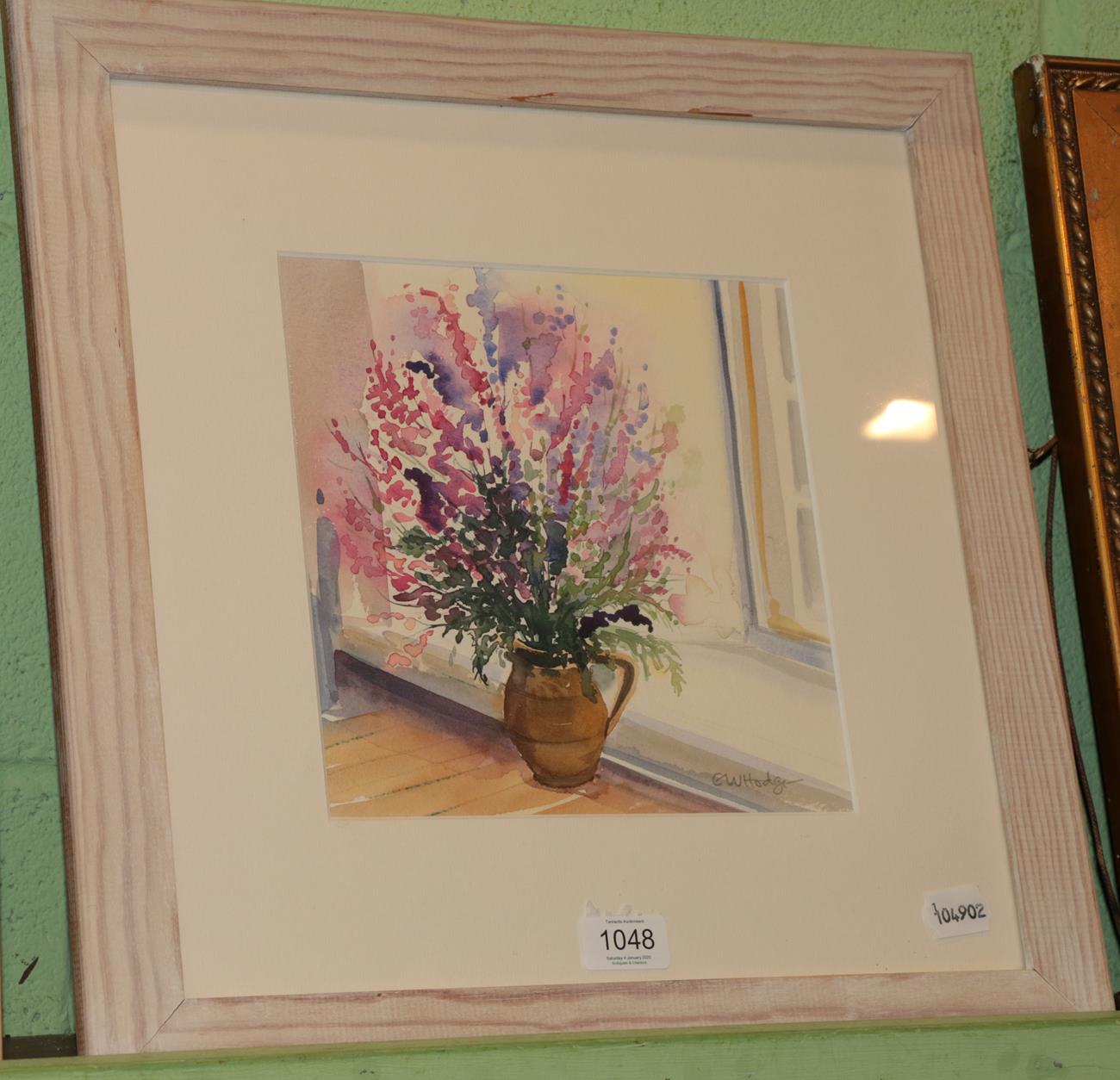 Lot 1048 - Winifred Hodge, Vase of foxgloves, signed, watercolour, 23cm by 23.5cm