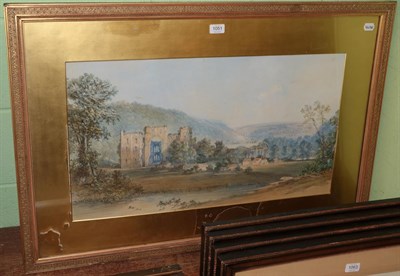 Lot 1051 - J Joy (19th century) Rievaulx Abbey, signed and dated 1870, watercolour, 40cm by 73.5cm