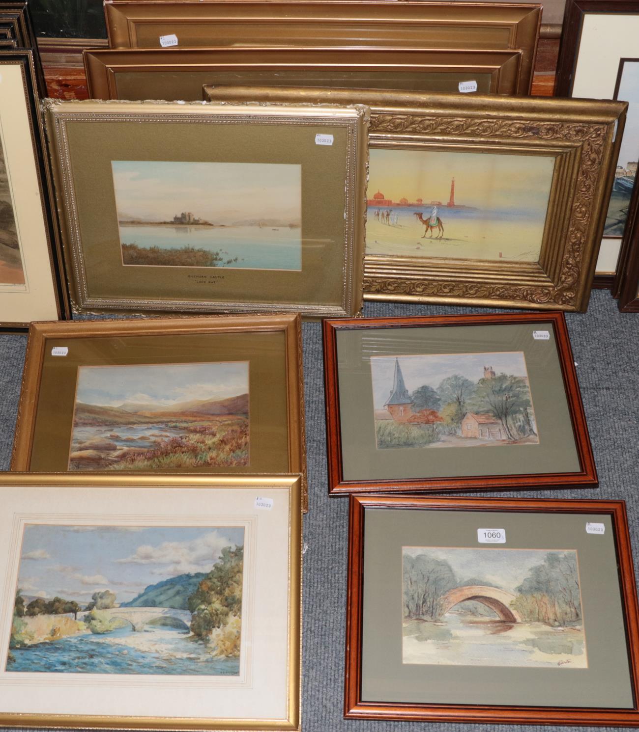 Lot 1060 - Albert George Stevens, River landscape watercolour together with seven further watercolours