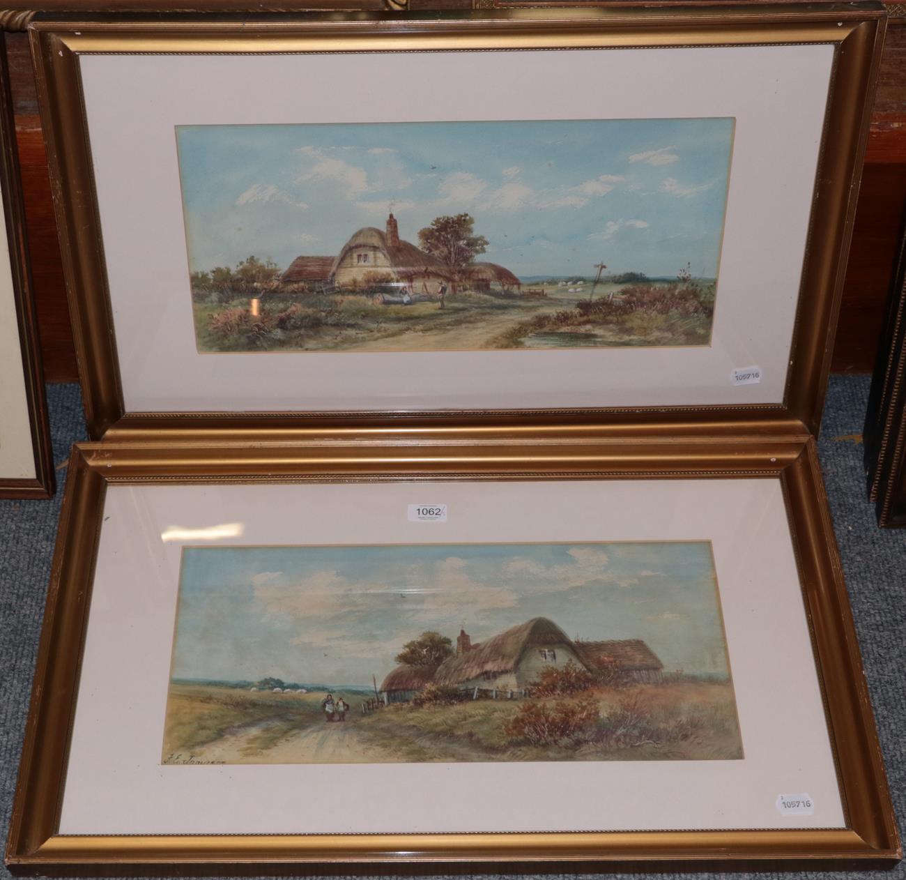 Lot 1062 - Francis E Jamieson (20th century) Two views of a country cottage, signed watercolour (2)