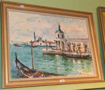 Lot 1065 - Continental school (Contemporary) Scene on Venetian lagoon, indistinctly signed, oil on board,...