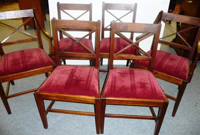 Lot 1348 - A Set of Six Regency Mahogany, Boxwood and Ebony Strung Dining Chairs, circa 1820, with cross-frame