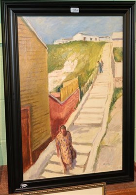 Lot 1084 - Guy Roddon (1919-2006) The pathway, signed, oil on board, 75cm by 49cm