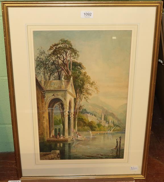 Lot 1092 - Charles James Keats (19th/20th century), Luino Lago Maggiore, signed, watercolour, 30cm by 50cm