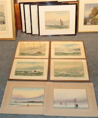 Lot 1100 - Abraham Hulk Jnr (1851-1922), A collection of ten marine watercolours, all signed, eight framed and