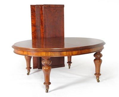 Lot 1352 - A Victorian Mahogany Oval Extending Dining Table, circa 1870, raised on turned and carved...