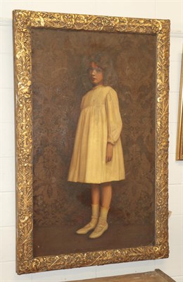 Lot 1119 - British School (19th/20th century) Full length portrait of a young girl in a white dress...